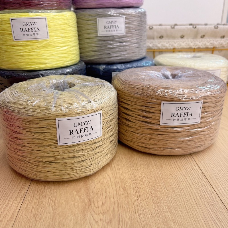 Crochet Bag Raffia - 手編み用の薄い平らなラフィア糸,帽子バッグ,手工芸品,着用可能,柔らかいわら,カーキ,ベージュ,黒,1個あたり250g,夏