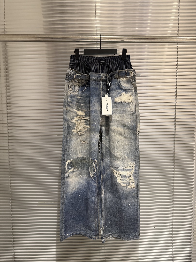ベストバージョン PTL INDEX ダブルウエスト バギー - Shorts Denim Frayed のレビューと価格