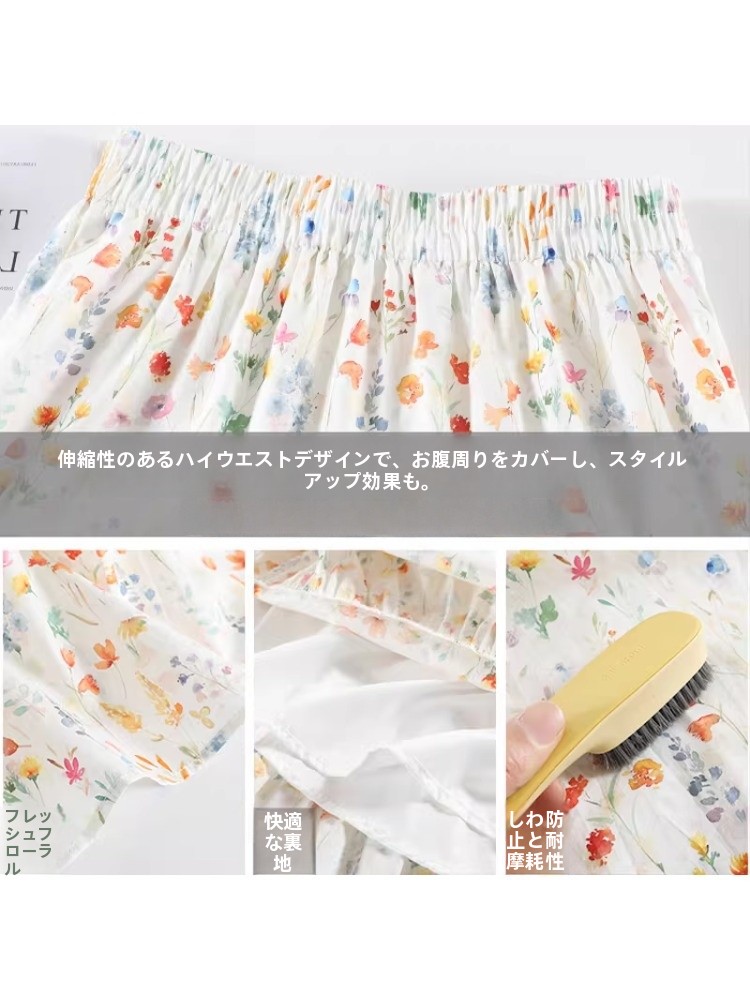 プラスサイズ花柄プリント A ラインミディスカートハイウエス - Midi Skirt Floral のレビューと価格