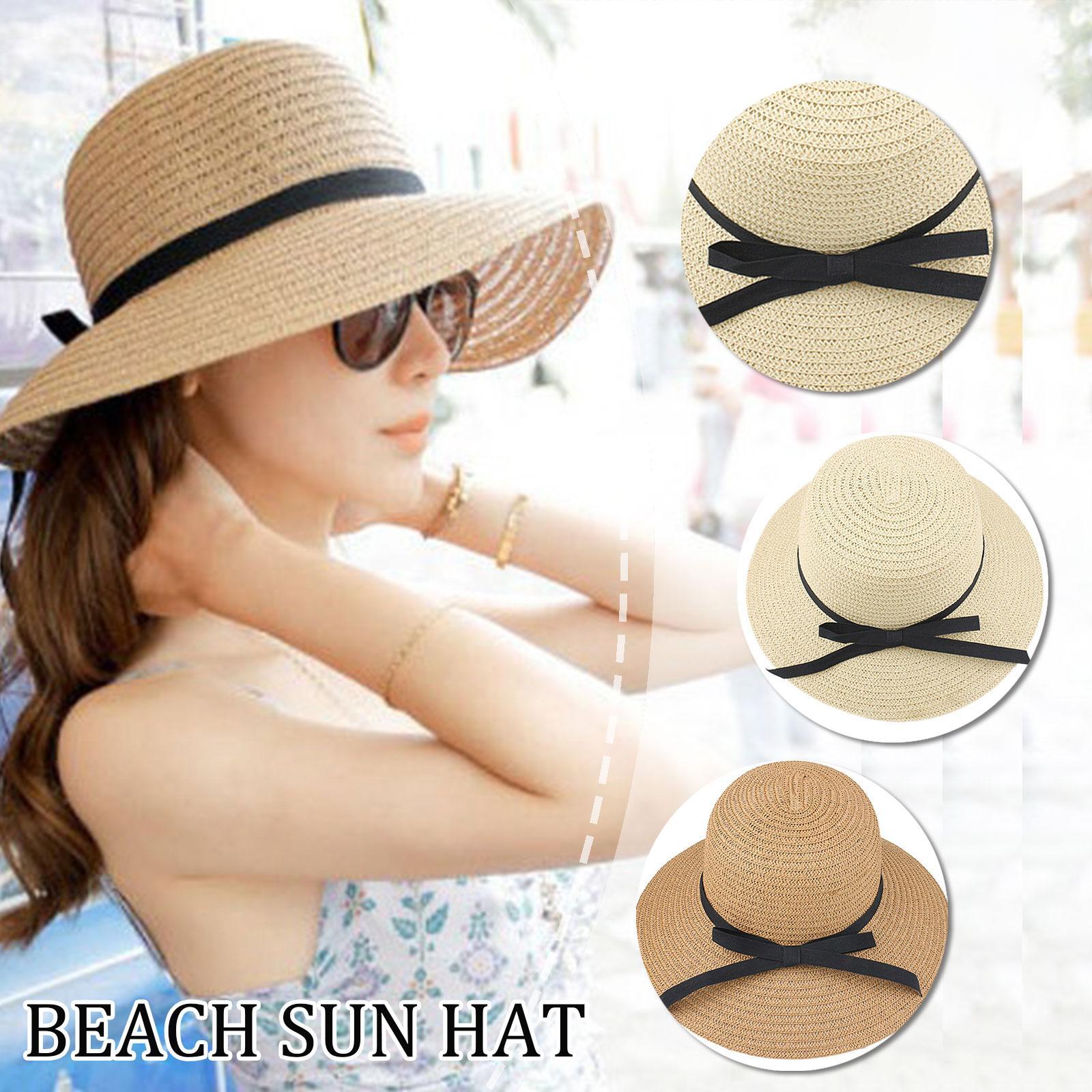 広いつばのある夏の麦わら帽子,折りたたみ式ビーチハット,麦わ - Hat Floppy Wide のレビューと価格