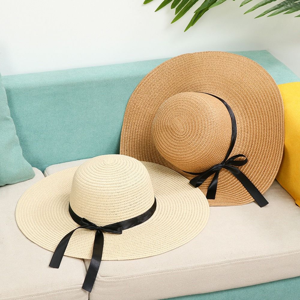 女性用フロッピーストローハット、大きなつばの折りたたみ式サン - Hat Floppy Wide のレビューと価格